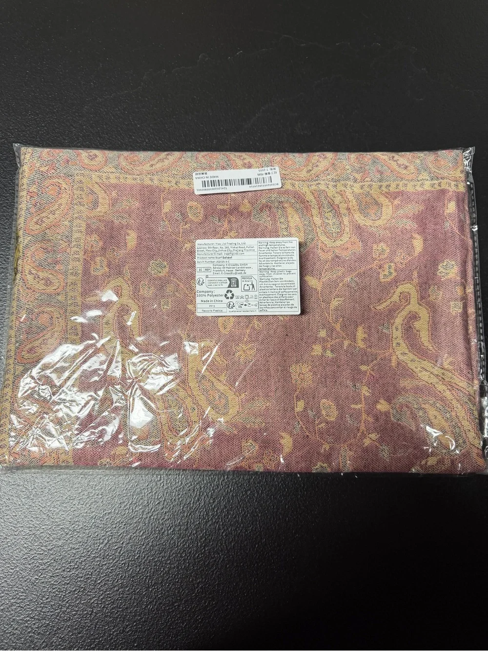 Women’s Paisley Pattern Scarf Tote Bag - Pink/Brown